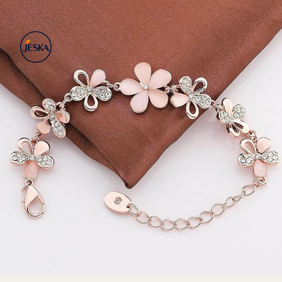 JESKA Rose Gold Plated Crystal Bracelet
