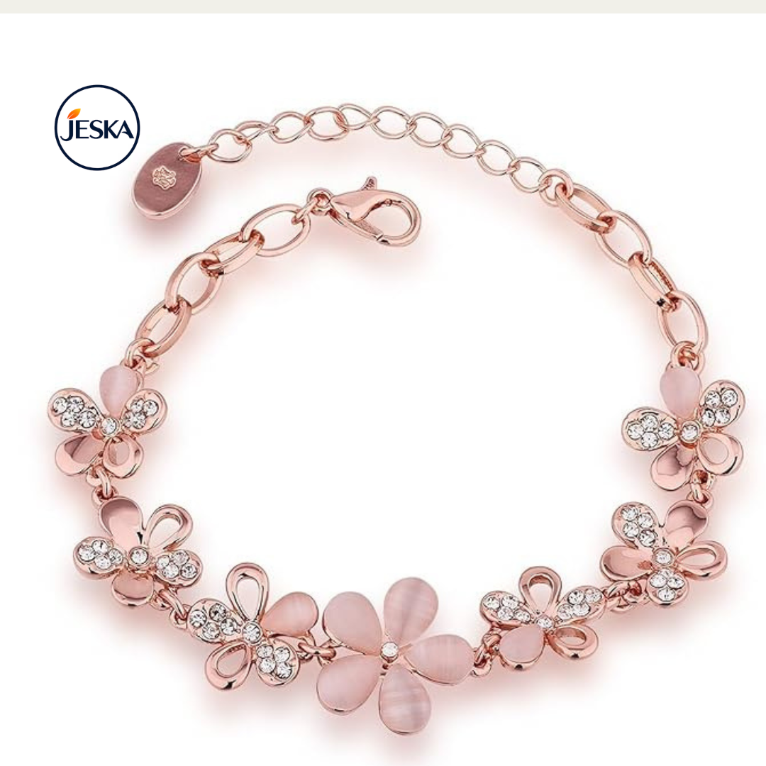 JESKA Rose Gold Plated Crystal Bracelet