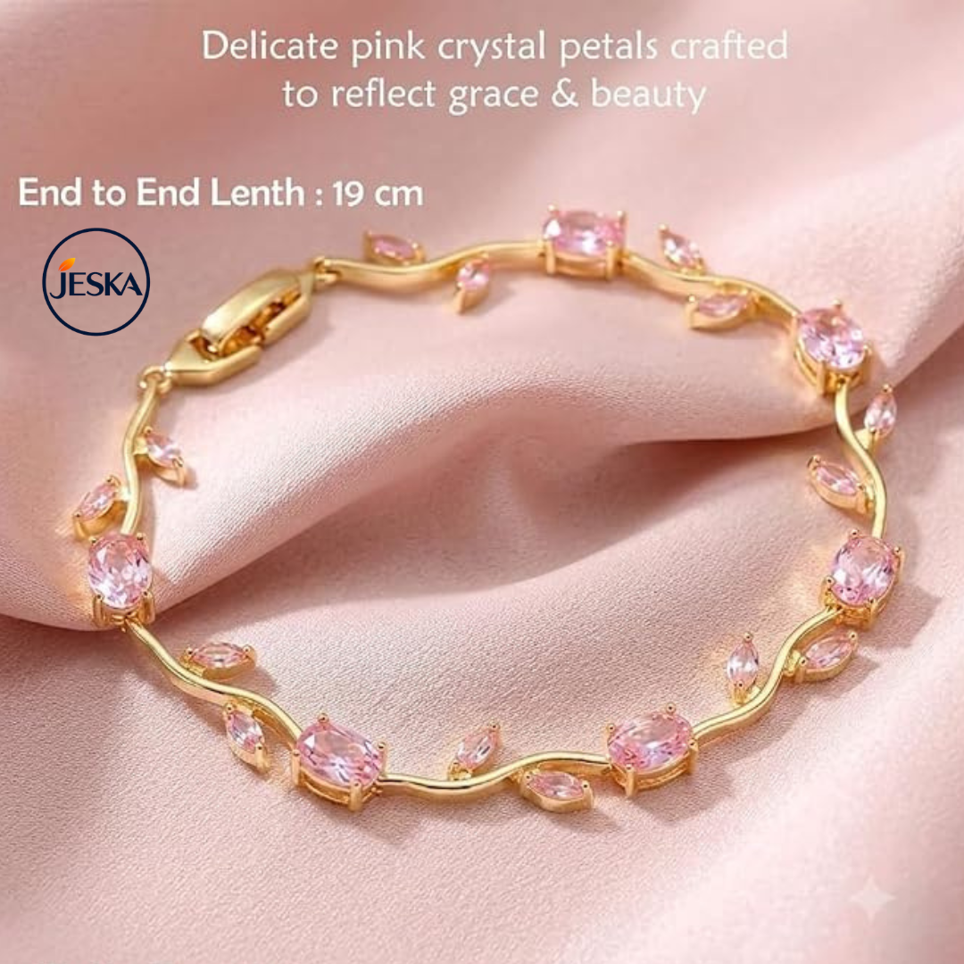 JESKA Gold Plated Tulip Crystal Bracelet