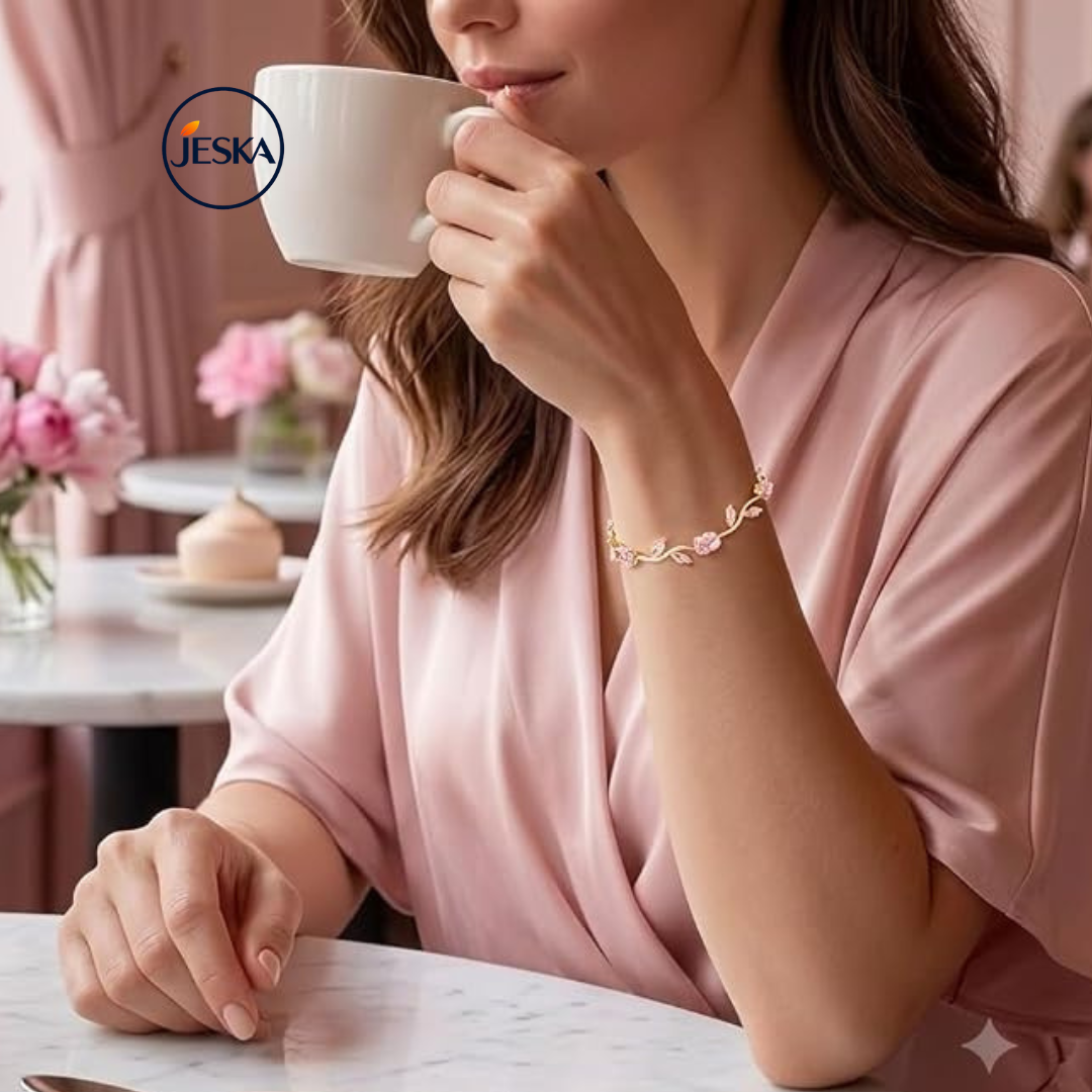 JESKA Gold Plated Tulip Crystal Bracelet