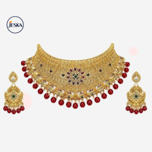 JESKA Kundan Style Choker Necklace Set for Women with Earrings