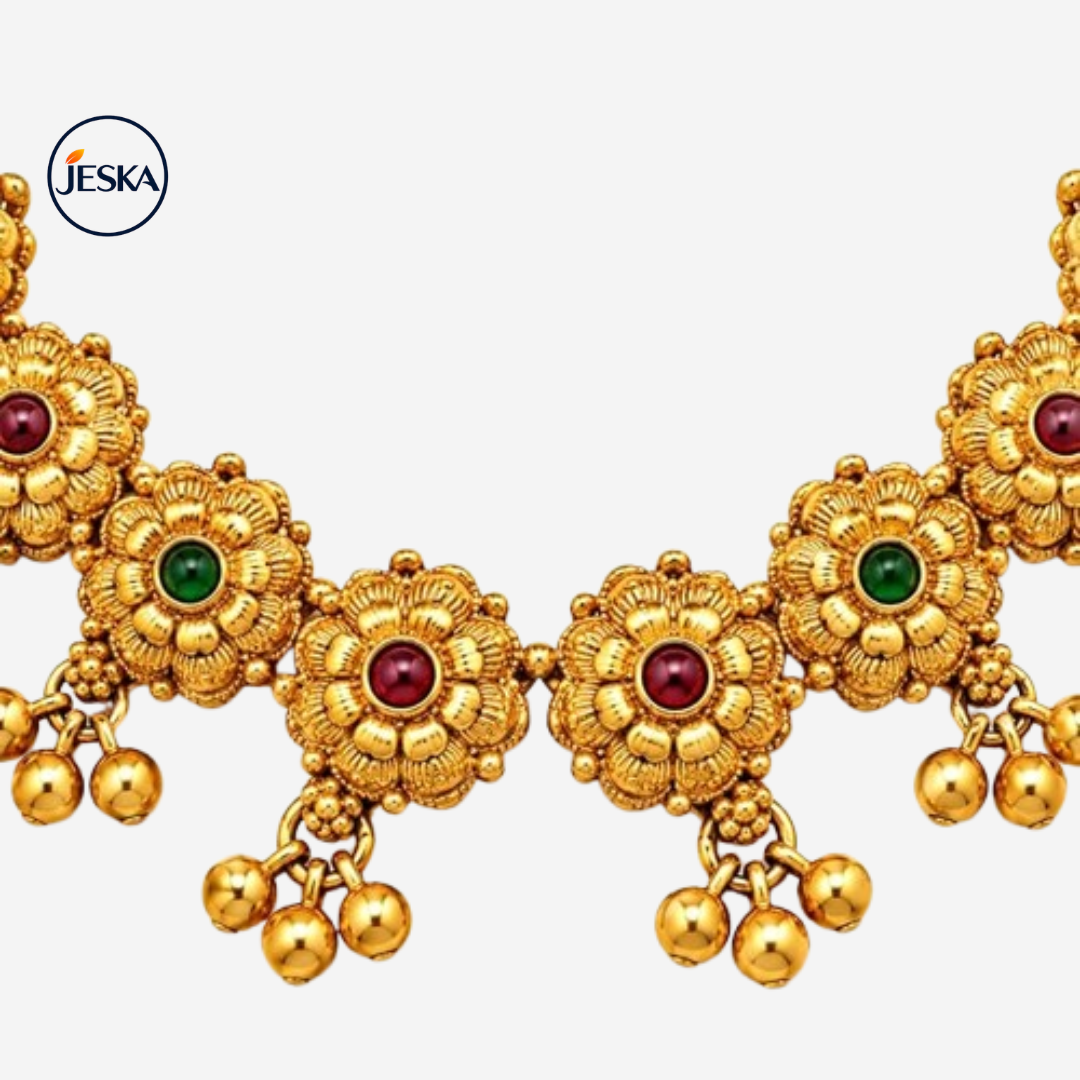 JESKA Temple Jewellery Necklace Set with Earrings for Women