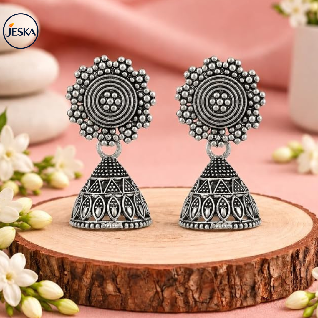 Traditional Oxidised Silver Jhumka