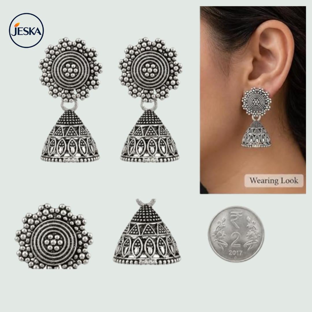 Traditional Oxidised Silver Jhumka