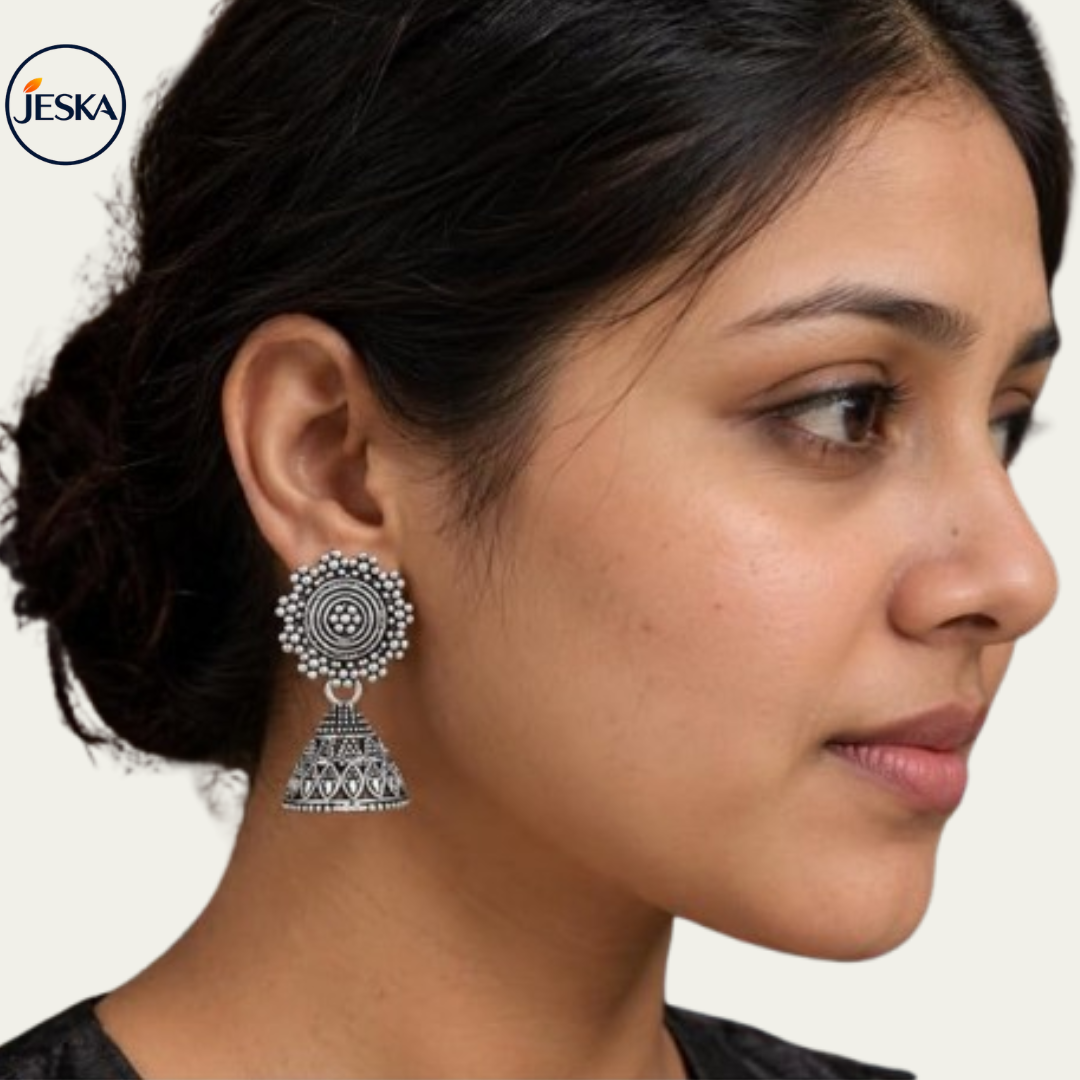Traditional Oxidised Silver Jhumka