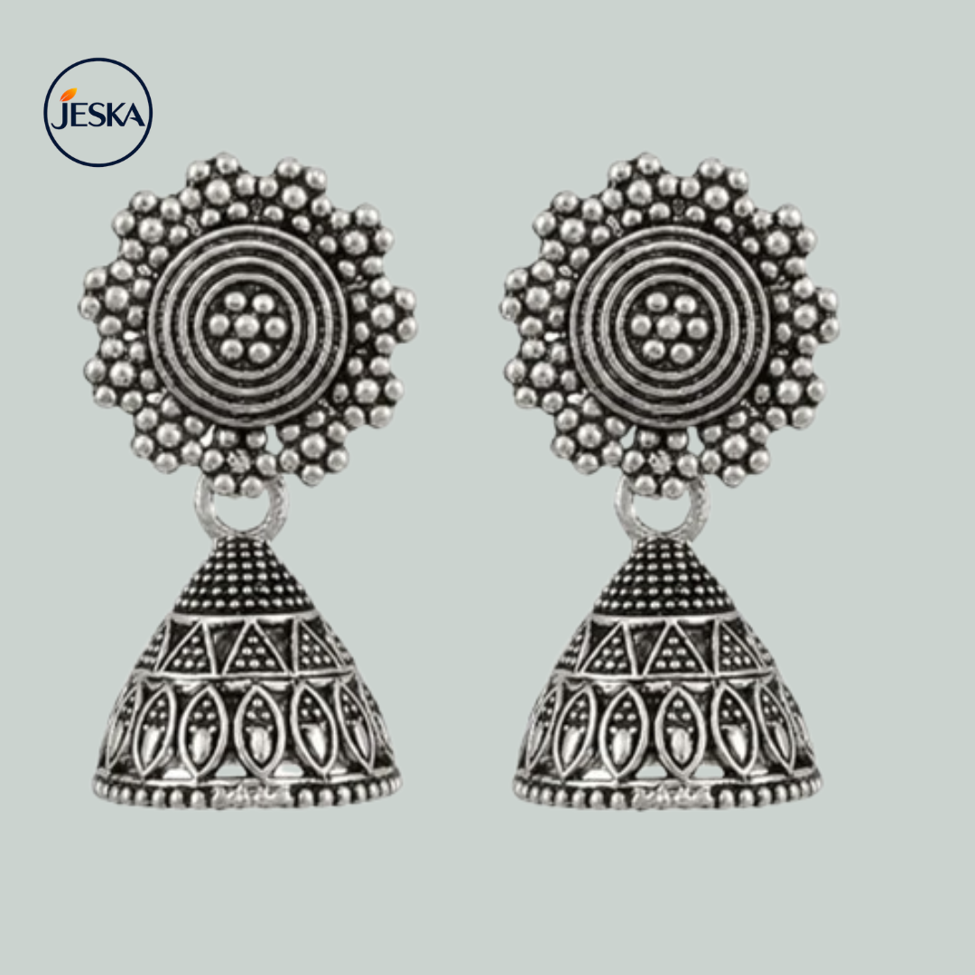 Traditional Oxidised Silver Jhumka
